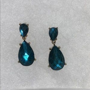 Teal/Gold teardrop earrings
